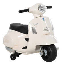 Elektro-Kindermotorrad Vespa mit Stützrädern Weiss