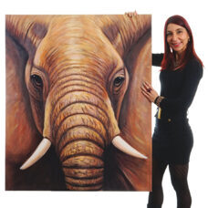 Ölgemälde Elefant, handgemaltes Ölbild ~ 120x100cm