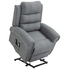 Sessel mit Aufstehhilfe und Massage elektrisch Leinenoptik Grau