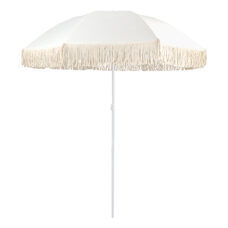 Sonnenschirm Strandschirm mit Fransen 160 cm beige