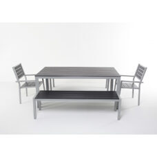 Tisch 180 cm + 2 Stühle + 2 Bänke, anthrazit