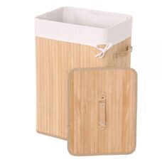 Wäschekorb, Laundry Wäschebox, Bambus 70l ~ naturfarben