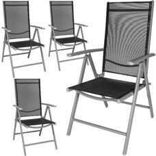 4 Aluminium Gartenstühle, schwarz/silber