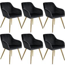 6er Set Stuhl Marilyn, schwarz/gold