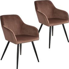 2er Set Stuhl Marilyn Samtoptik, schwarze Stuhlbeine braun/schwarz