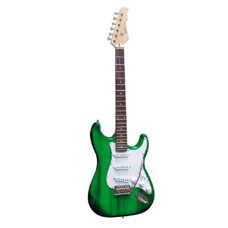 E-Gitarre Massivholz Grün mit Kabel