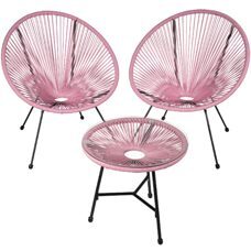 2 Gartenstühle Santana mit Tisch - pink