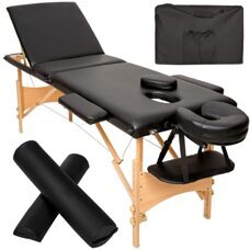 3 Zonen Massageliege-Set Daniel mit Polsterung, Rollen und Holzgestell schwarz