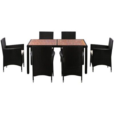Rattangarnitur ALBA: 1 Tisch + 6 Stühle