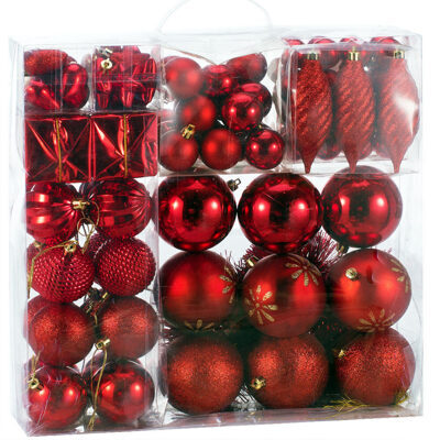 Weihnachtskugeln Christbaumkugeln 103 Stk. rot Mix