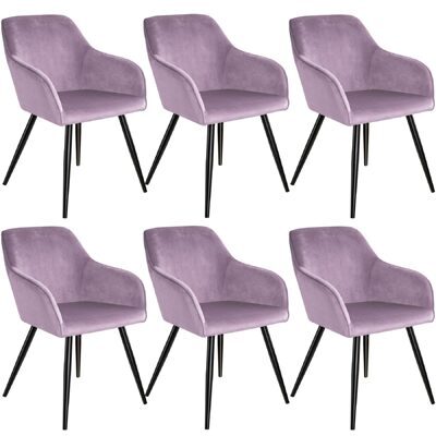 6er Set Stuhl Marilyn Samtoptik, rosa/schwarz