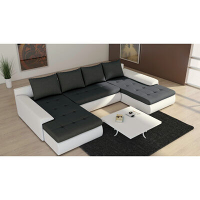 Sofa mit Schlaffunktion CARLOS II U-Form anthrazit/weiss