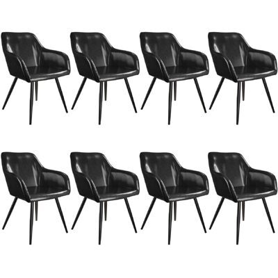 8er Set Stuhl Marilyn Kunstleder, schwarz