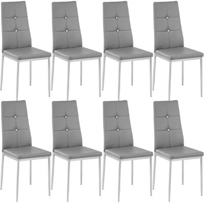 8 Esszimmerstühle, mit Glitzersteinen, grau
