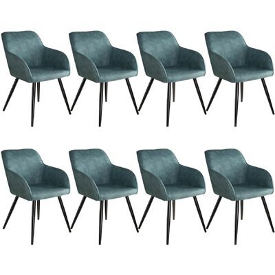 8er Set Stuhl Marilyn Stoff, blau/schwarz