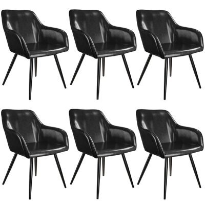 6er Set Stuhl Marilyn Kunstleder, schwarz