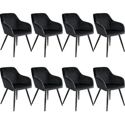 8er Set Stuhl Marilyn Samtoptik, schwarz