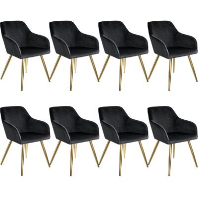 8er Set Stuhl Marilyn Samtoptik, schwarz/gold