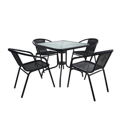 Gartenmöbel Tisch und Stühle schwarz