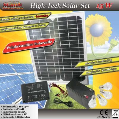 Mauk High-Tech Solar-Set 15 W mit Klickschaltern(B-Ware)