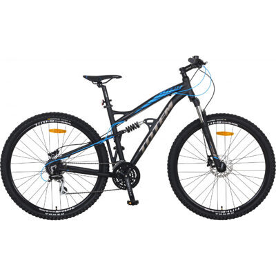 TOTEM vollgefedertes Mountainbike, schwarz/blau - Rahmen: 46cm