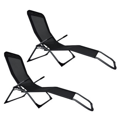Liegestuhl Beach Chair - Doppelpack (schwarz)