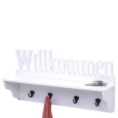 Wandgarderobe Regal Willkommen 30x60x13cm Weiss