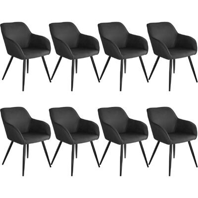 8er Set Stuhl Marilyn Stoff, anthrazit/schwarz