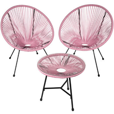 2x Gartenstühle Gabriella mit Tisch, pink