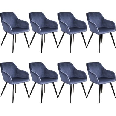 8er Set Stuhl Marilyn,  blau/schwarz