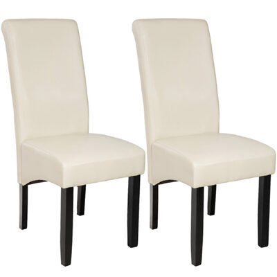 2 Esszimmerstühle mit ergonomischer Sitzform creme