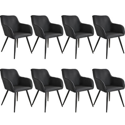 8er Set Stuhl Marilyn Leinenoptik, schwarz